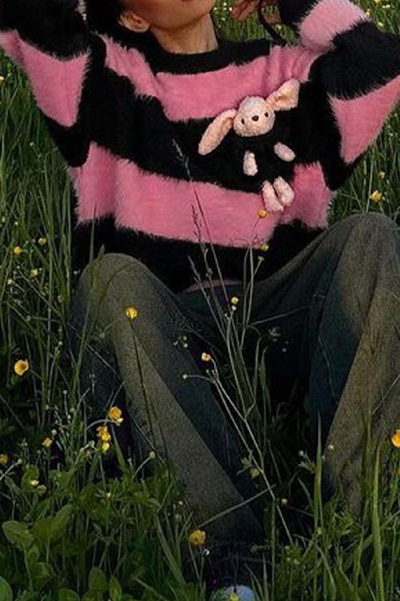 Olivia | Contrast Sweater Rabbit Plush Doll Sweater