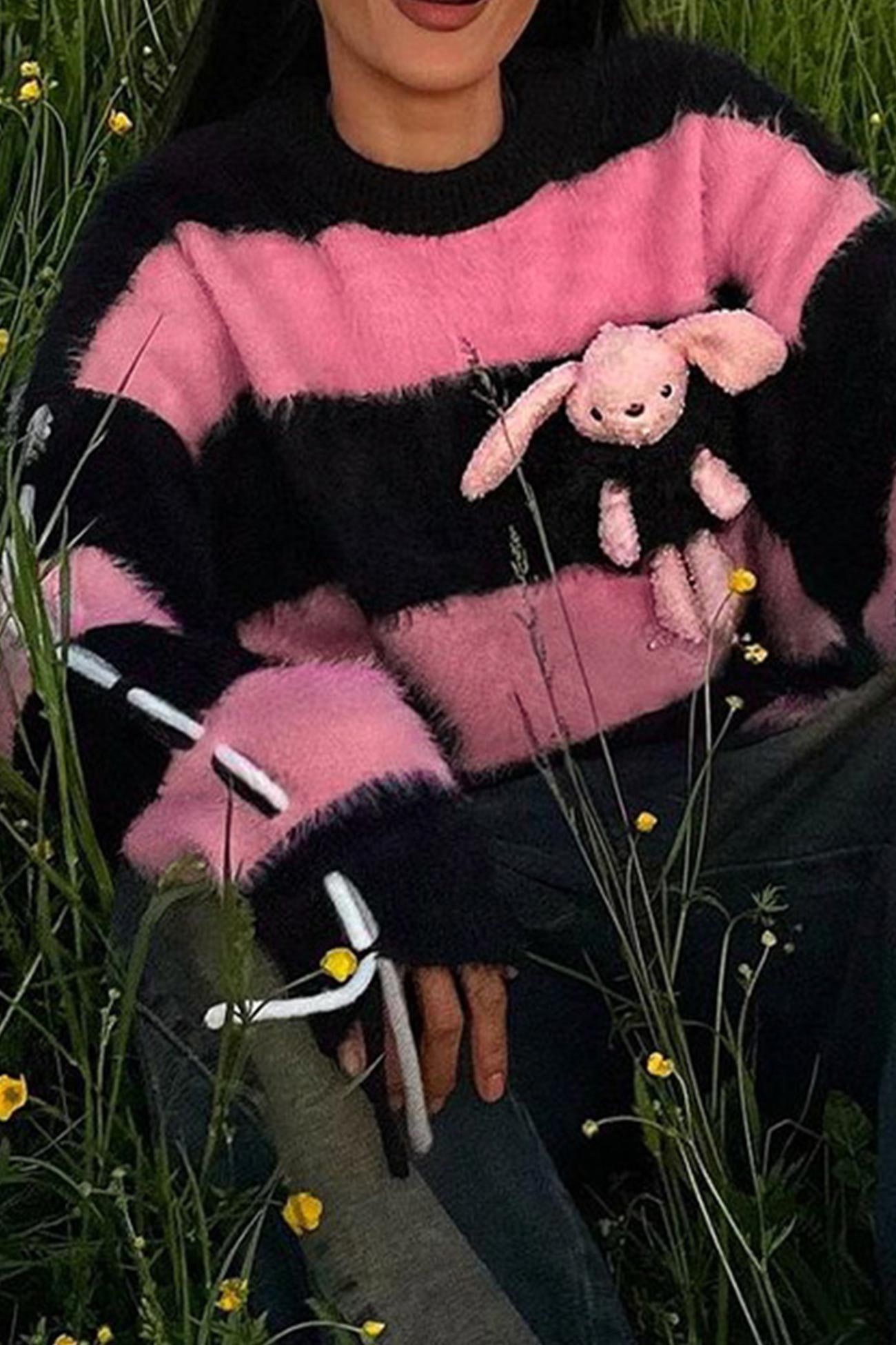 Olivia | Contrast Sweater Rabbit Plush Doll Sweater