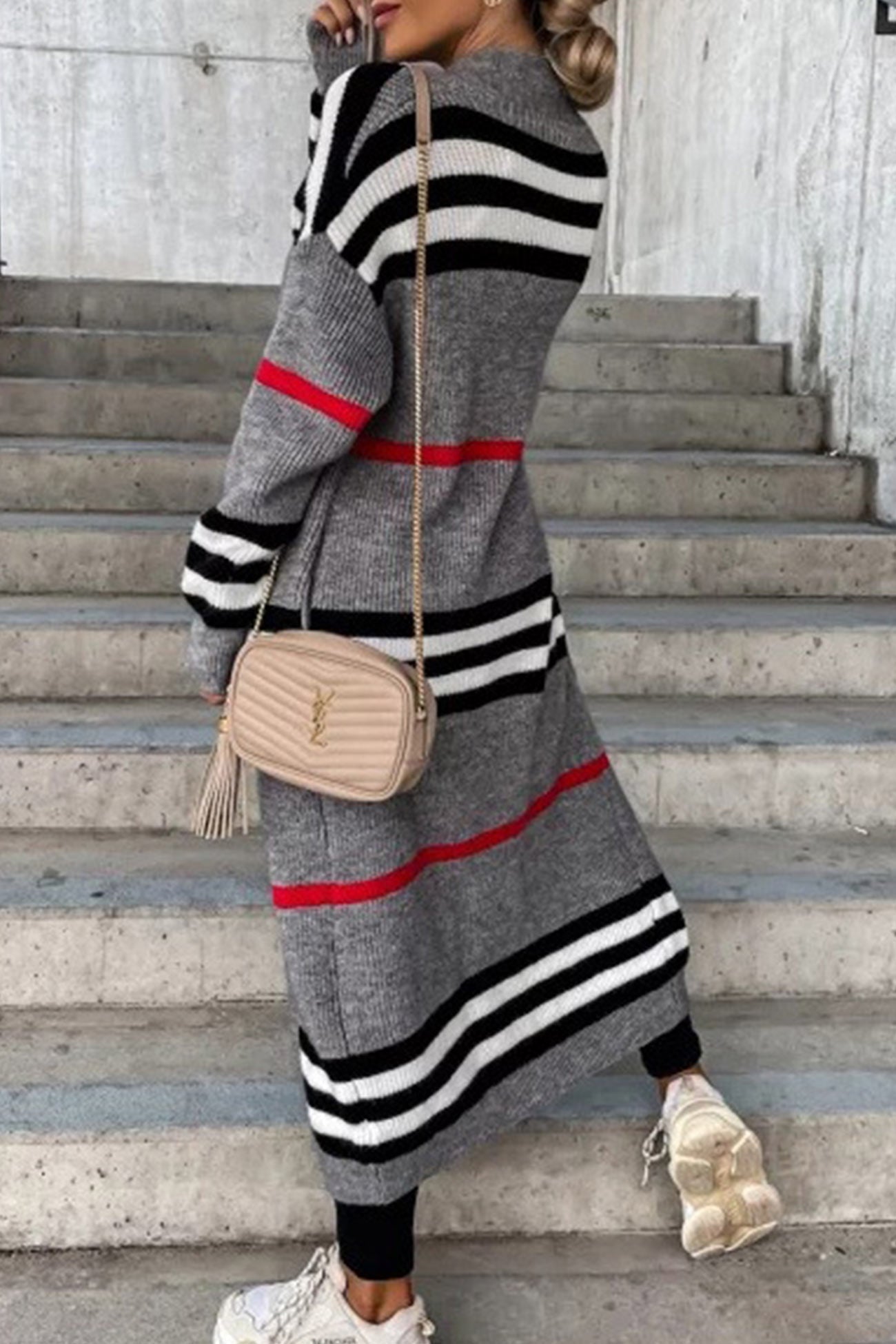 Nerea | Contrasting striped cardigan with an open front