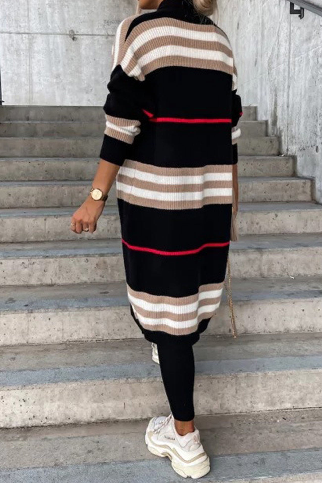 Nerea | Contrasting striped cardigan with an open front