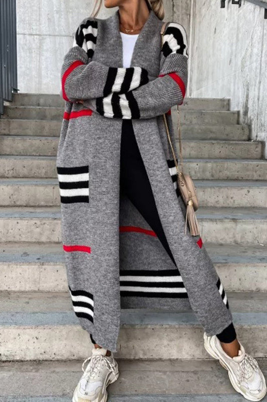 Nerea | Contrasting striped cardigan with an open front