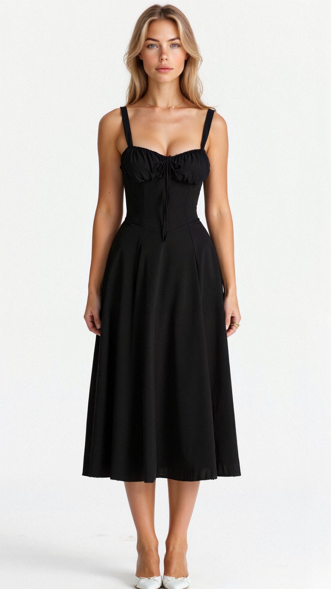 Samantha | Women’s Corset Midi Dress Flowing Skirt