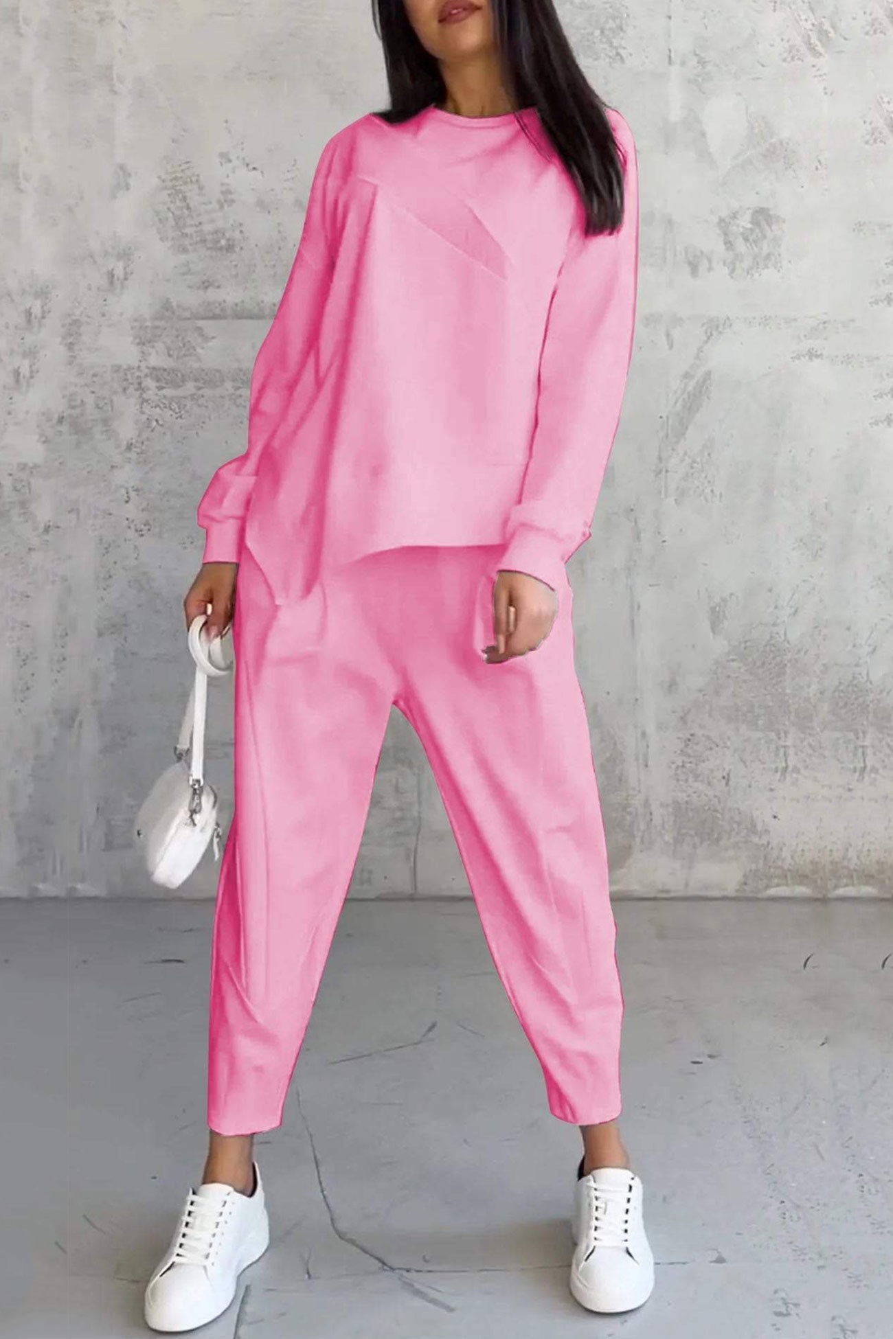Miriam | Crew neck sweatshirt suits with irregular hem