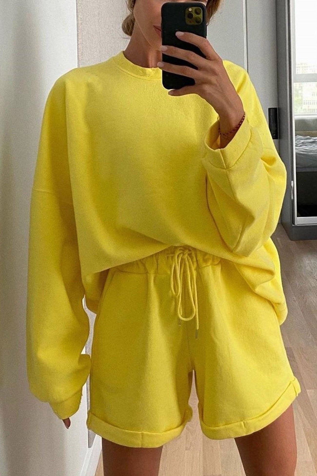 Gerda | Crew neck sweatshirt shorts set