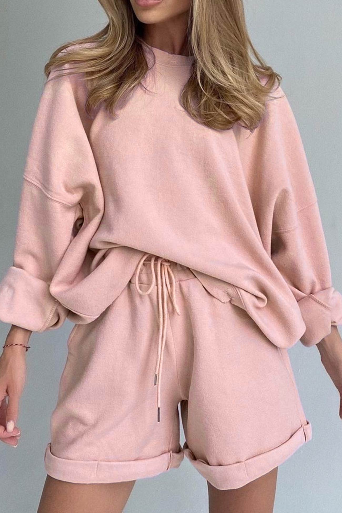 Gerda | Crew neck sweatshirt shorts set