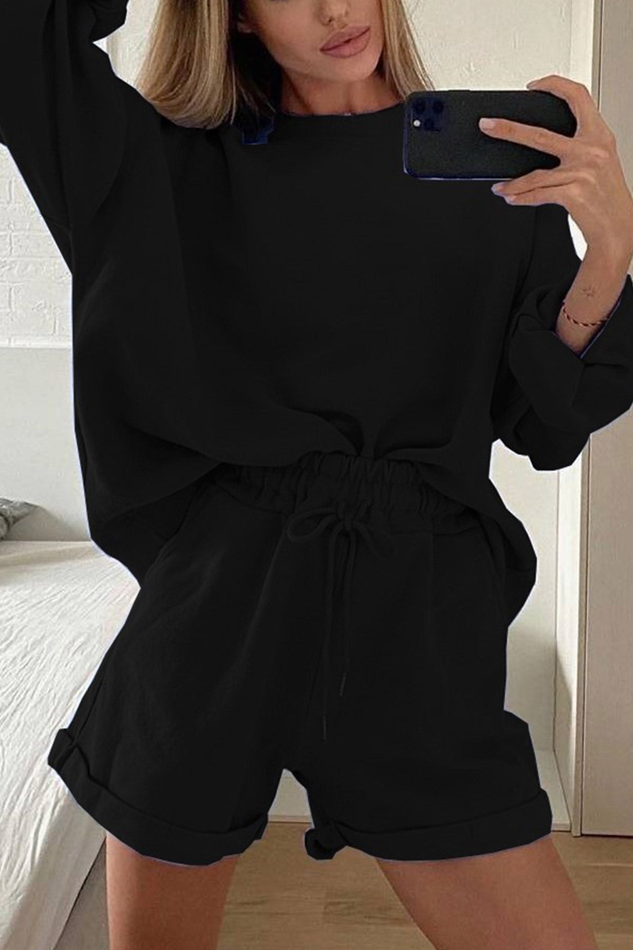 Gerda | Crew neck sweatshirt shorts set
