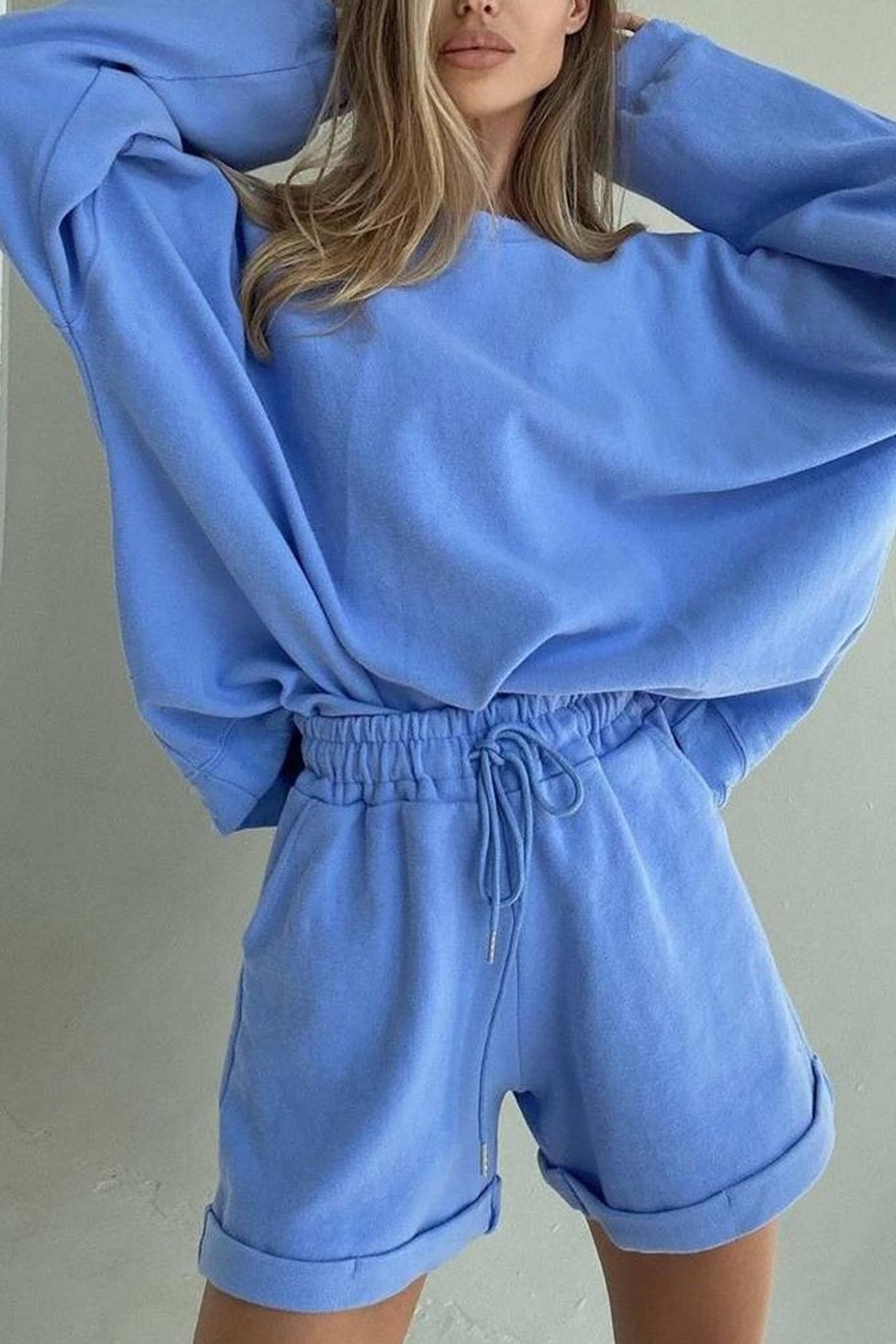 Gerda | Crew neck sweatshirt shorts set