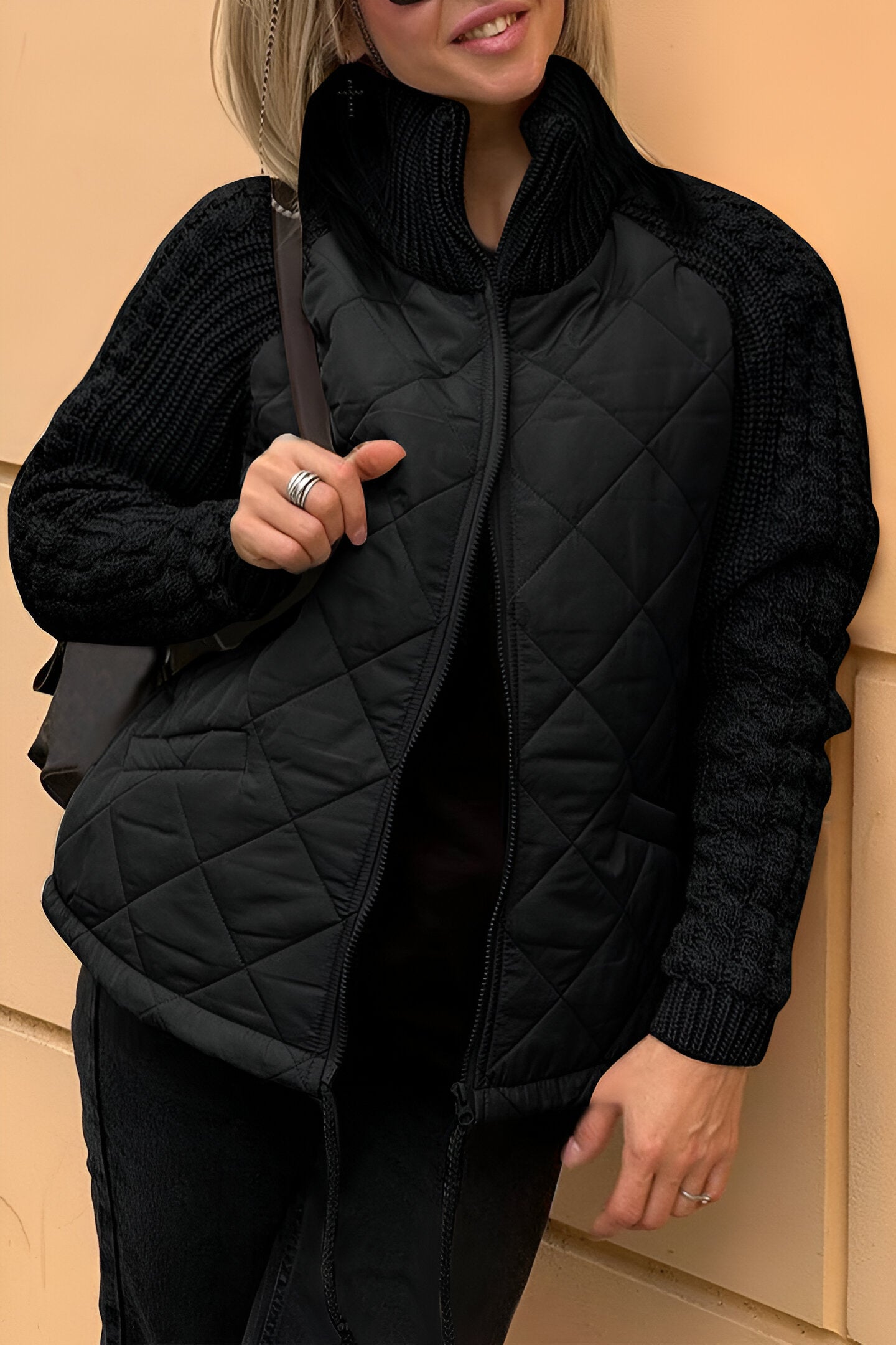 Miriam | Knitted patchwork zip jacket