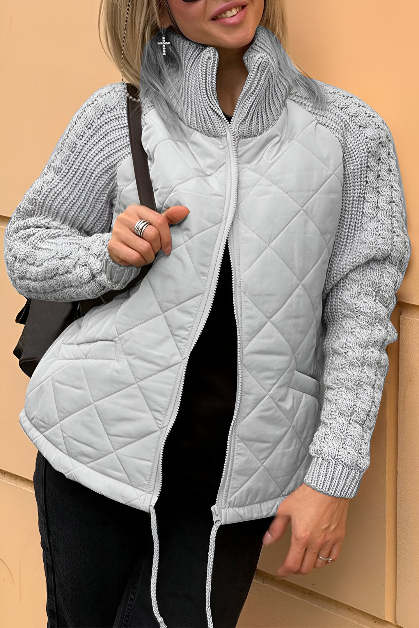 Miriam | Knitted patchwork zip jacket