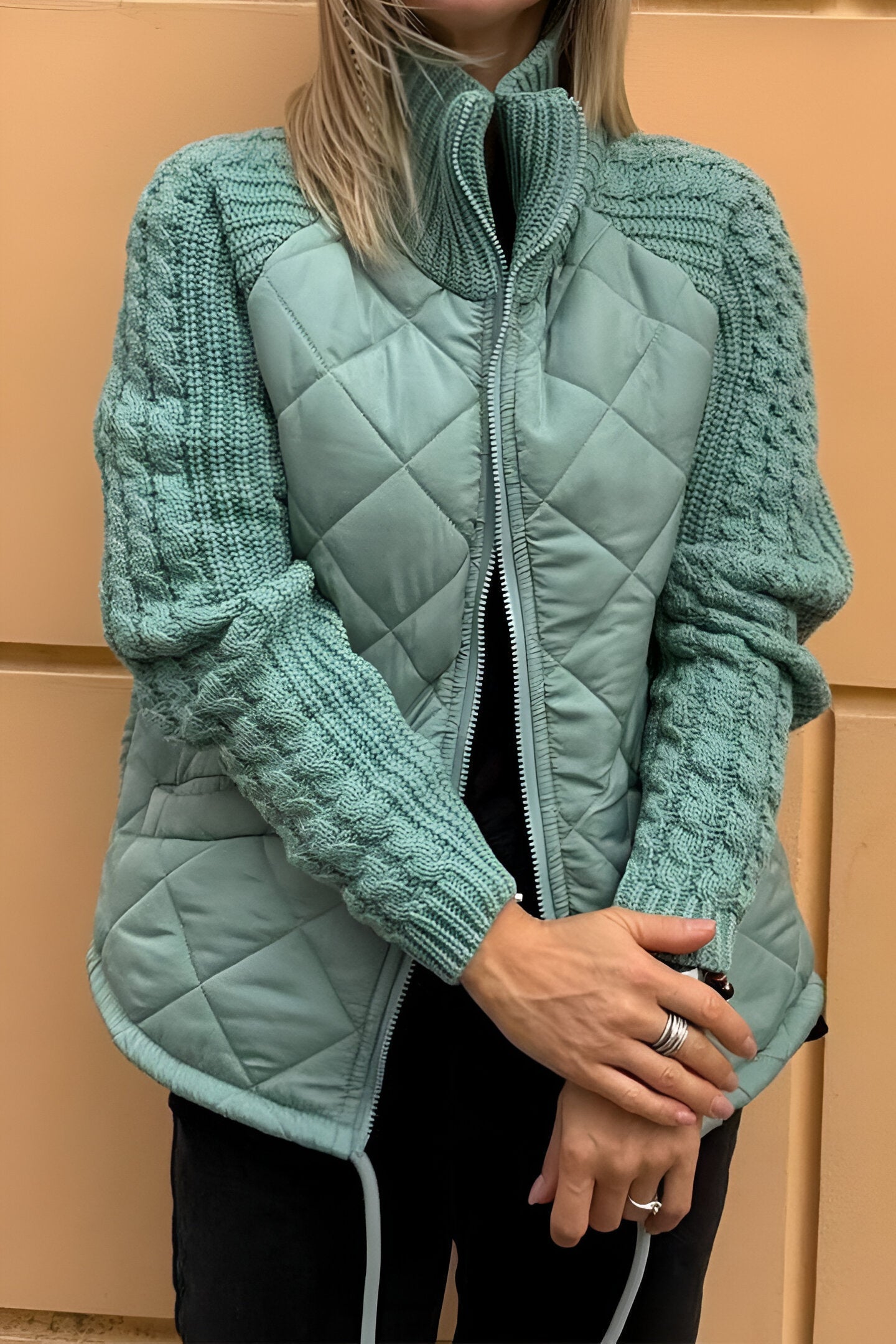 Miriam | Knitted patchwork zip jacket