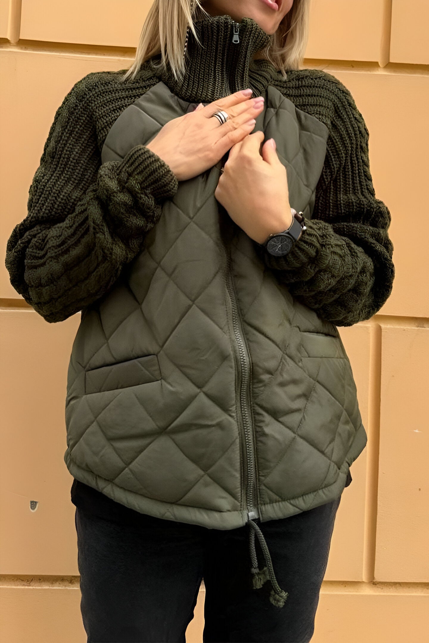 Guadalupe | Knitted patchwork zip jacket