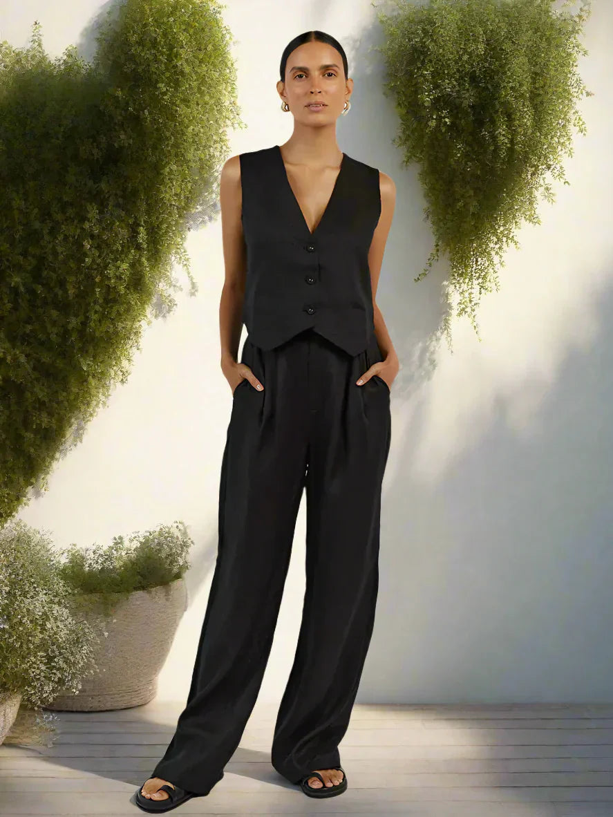 Fatima® | Elegant women's two-piece set business casual sleeveless with wide legs