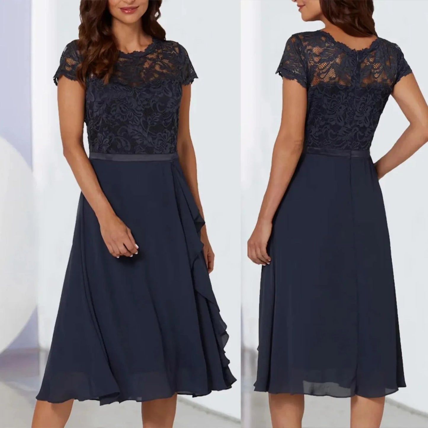Rosario® | Sheer Short Sleeve Elegant Dress