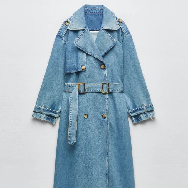 Flavia | Cozy and warm denim trench coat