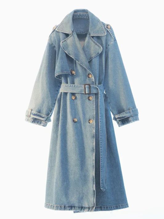 Flavia | Cozy and warm denim trench coat