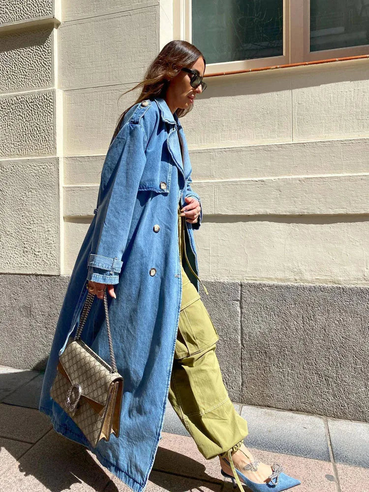 Flavia | Cozy and warm denim trench coat