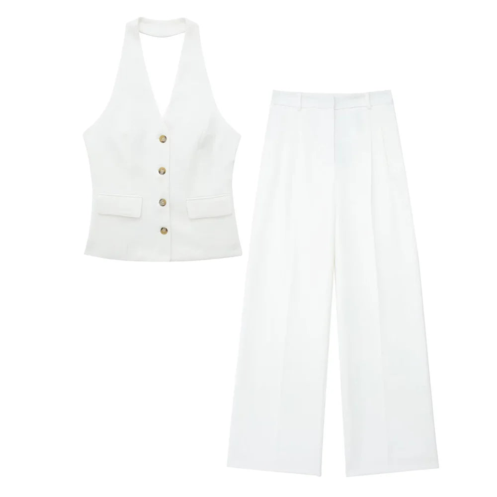 Kenia® | Elegant ladies halter neck set backless slim-fit trousers