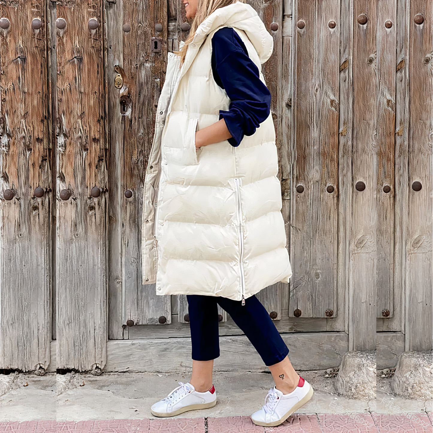 Simone® | Long vest with hood