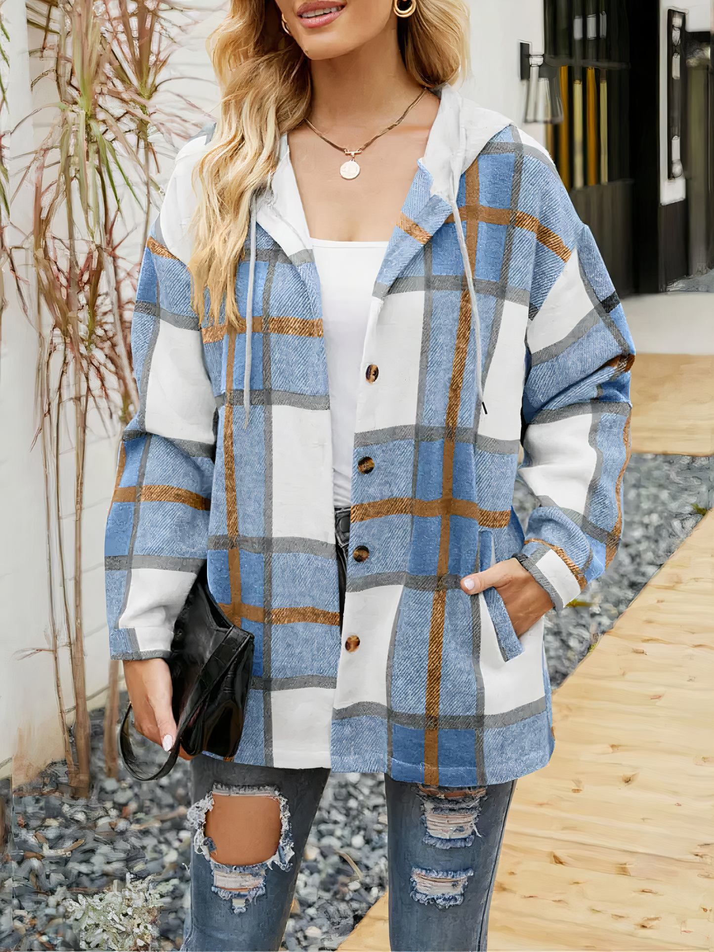 Carlota | Checked jacket with hood