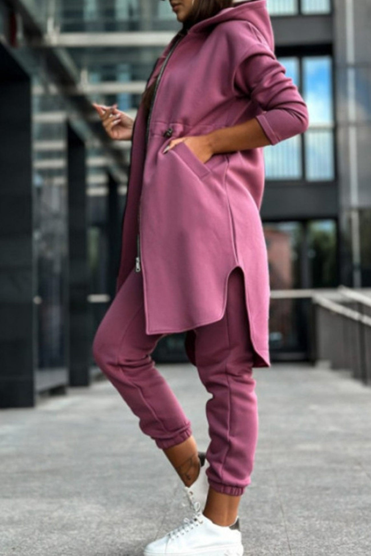 Alida | Mid-length hoodie pants set with elastic waist