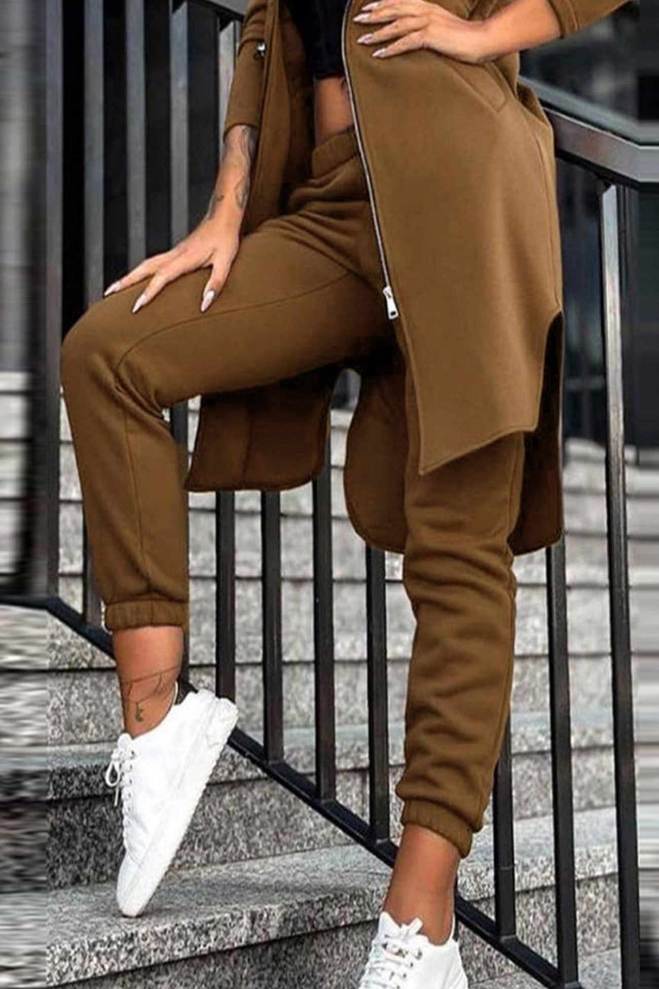 Alida | Mid-length hoodie pants set with elastic waist
