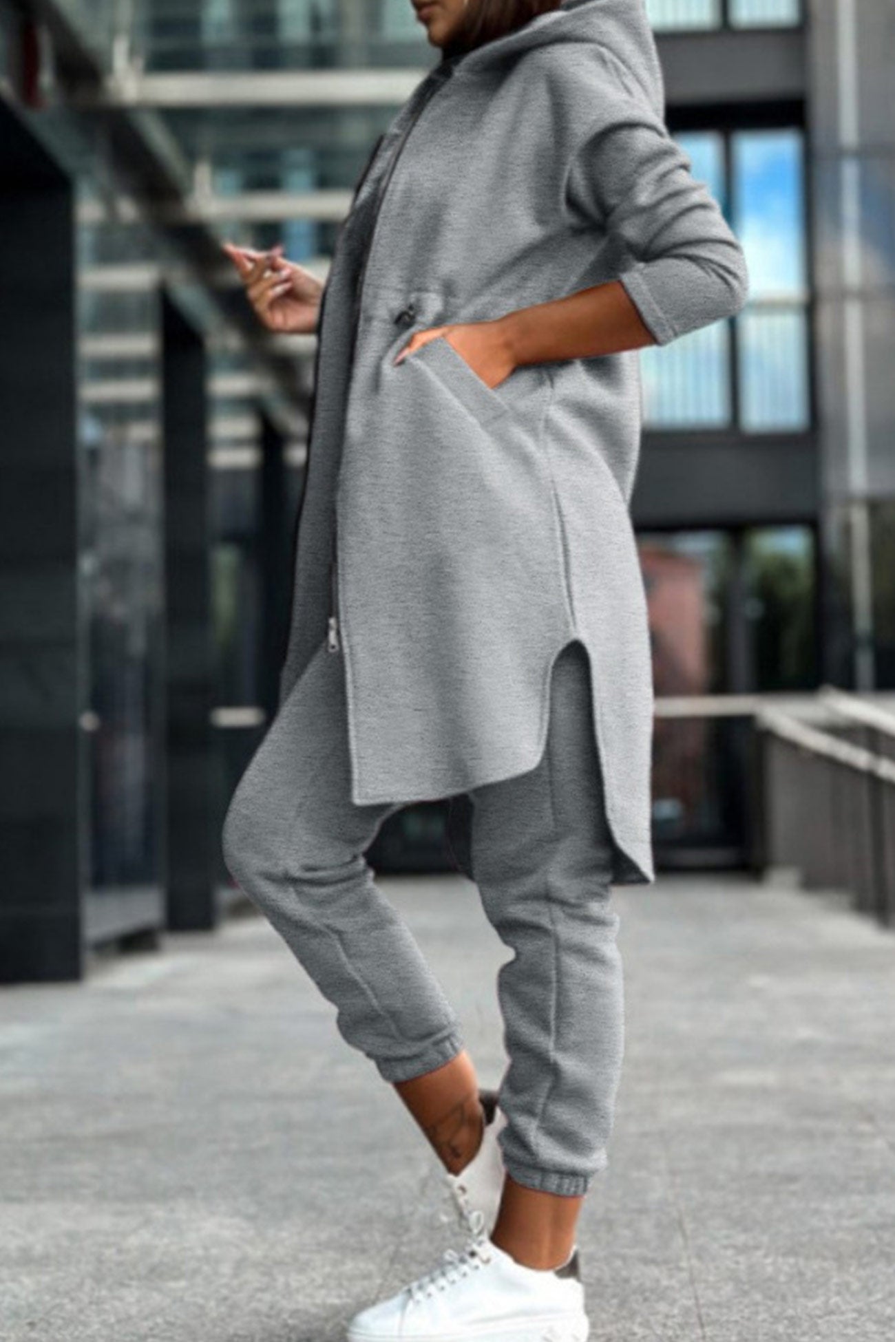 Alida | Mid-length hoodie pants set with elastic waist