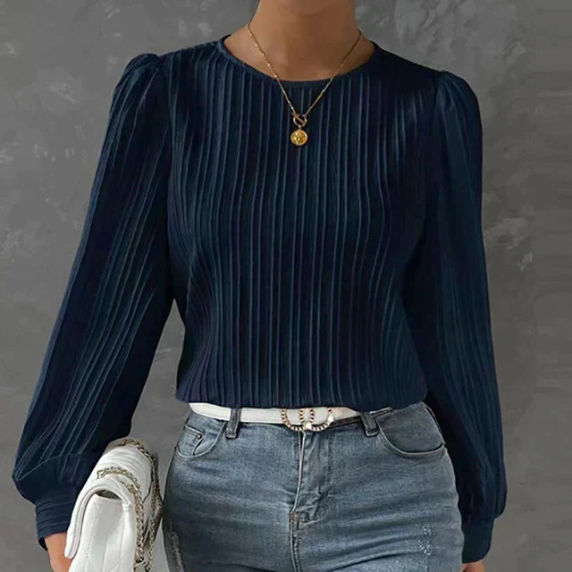 Carina® | Striped Blouse Round Neck Blouse