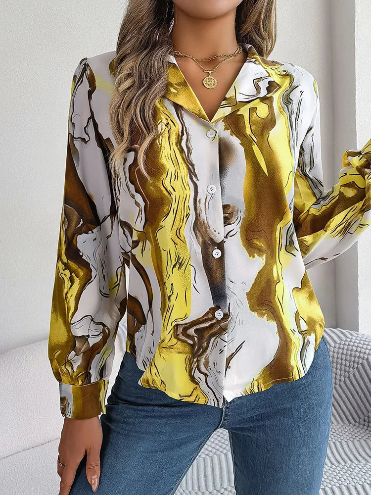 Armina® | Long-Sleeved Blouse Mit Marmormuster