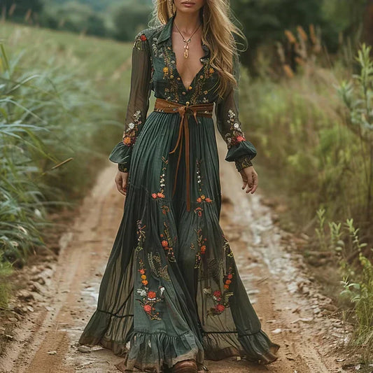 Bella | Women Boho Ruffled Maxi Dress