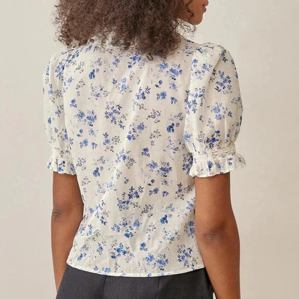 Justina® | Blouse With Floral Pattern And Lace Hem