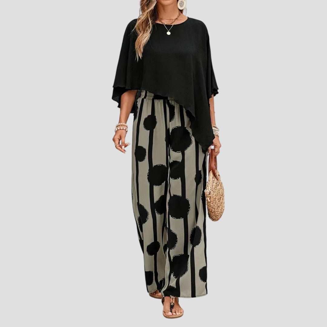 Dominica® | Asymmetric women's set with printed pants