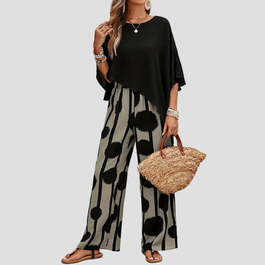 Dominica® | Asymmetric women's set with printed pants