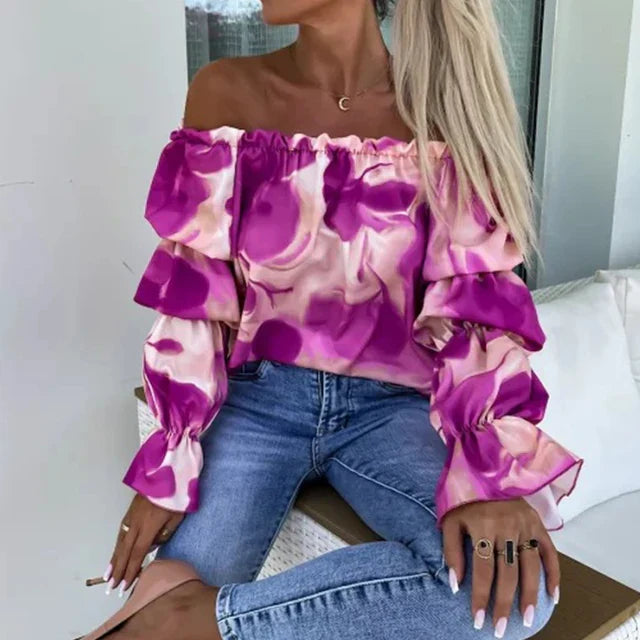 Fabiola® | Off Shoulder Top With Abstract Pattern