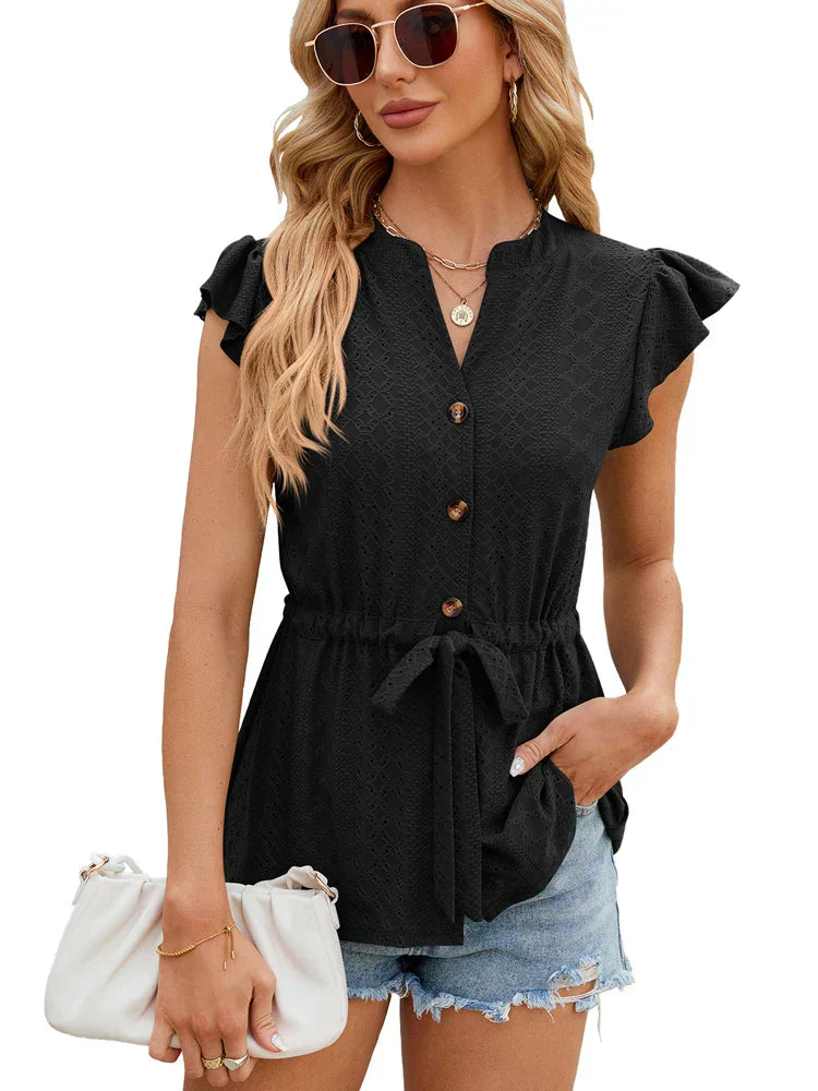 Artemizia® | Blouse With Ruffle Sleeves, Buttons And Waist Band
