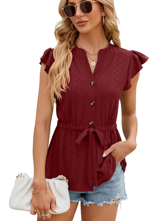 Artemizia® | Blouse With Ruffle Sleeves, Buttons And Waist Band