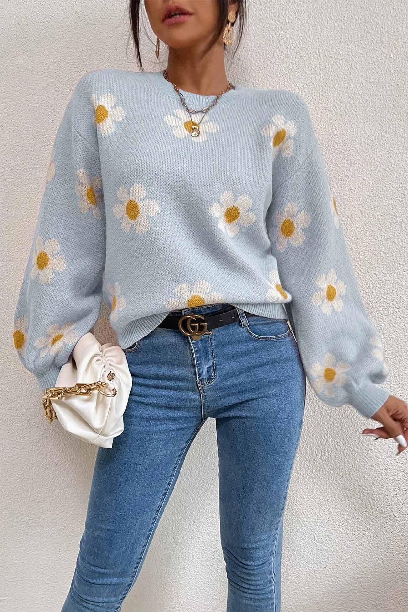 Luisa | Floral embroidered crew neck sweater