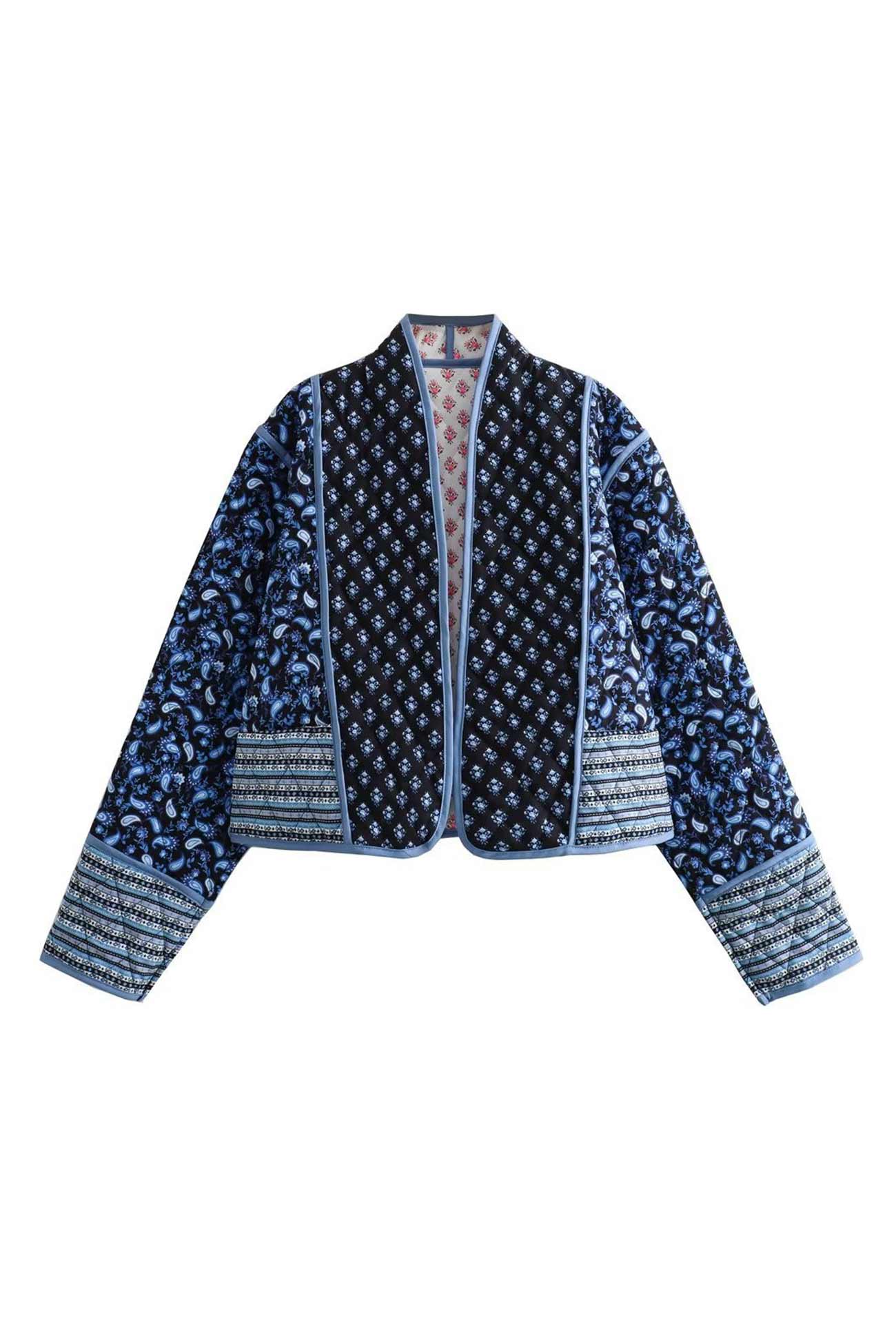Emma | Reversible jacket with open front and floral pattern