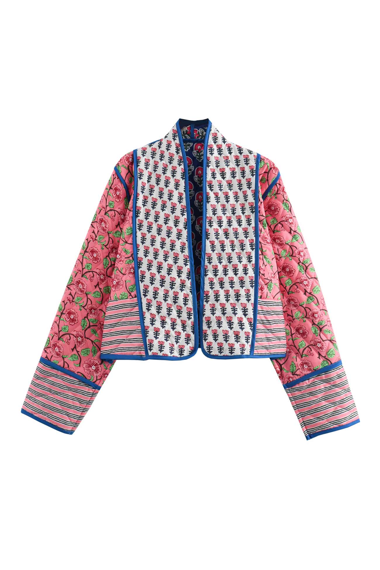 Emma | Reversible jacket with open front and floral pattern