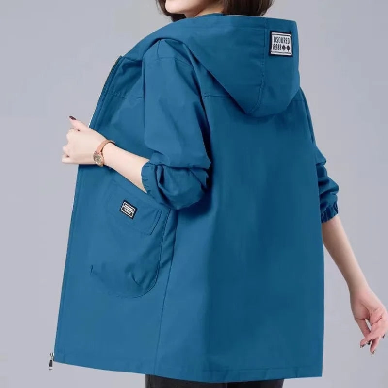 Amelie | Long spring jacket with hood