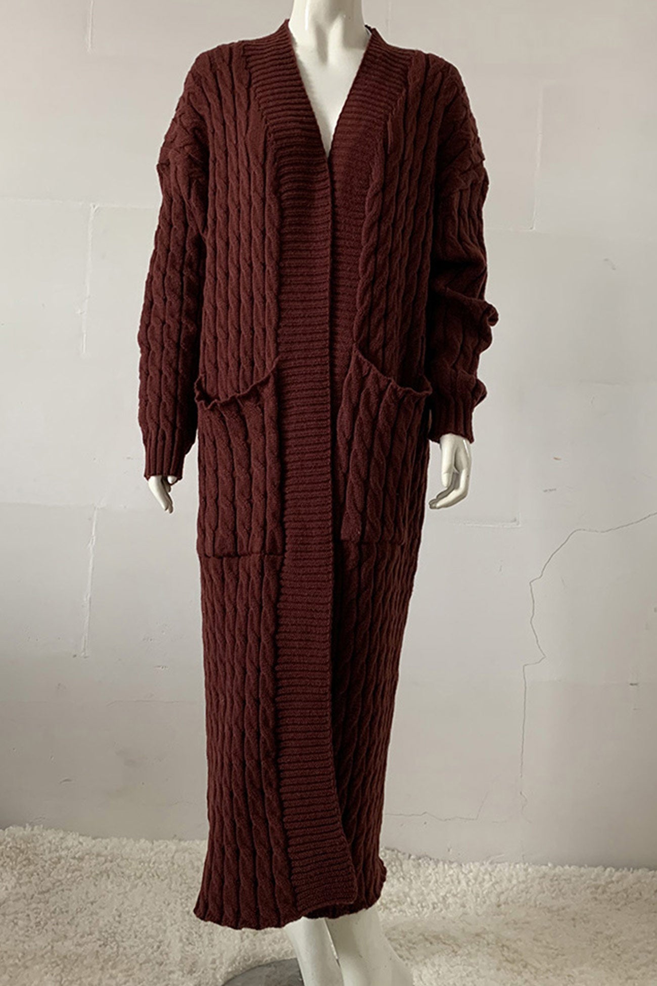 Renata | Long cable knit cardigan with pockets