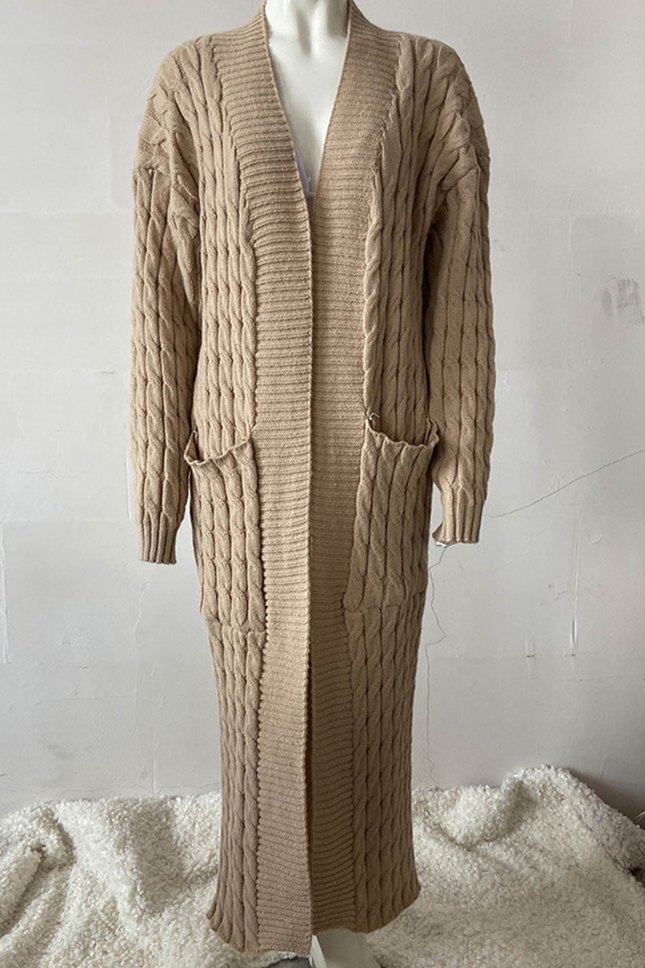 Renata | Long cable knit cardigan with pockets