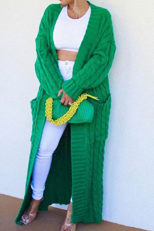 Renata | Long cable knit cardigan with pockets