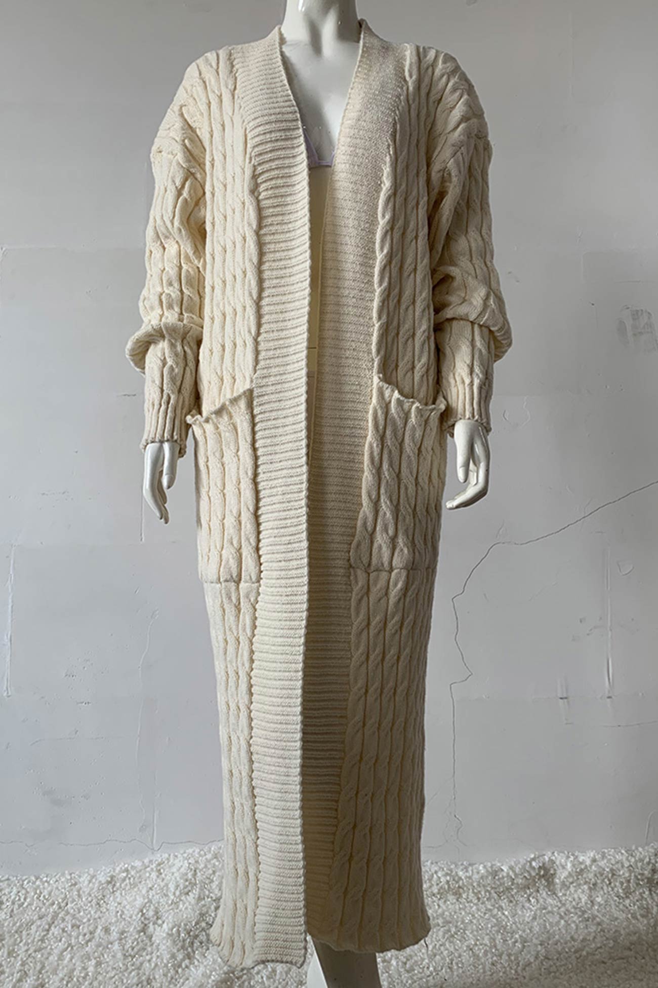 Renata | Long cable knit cardigan with pockets