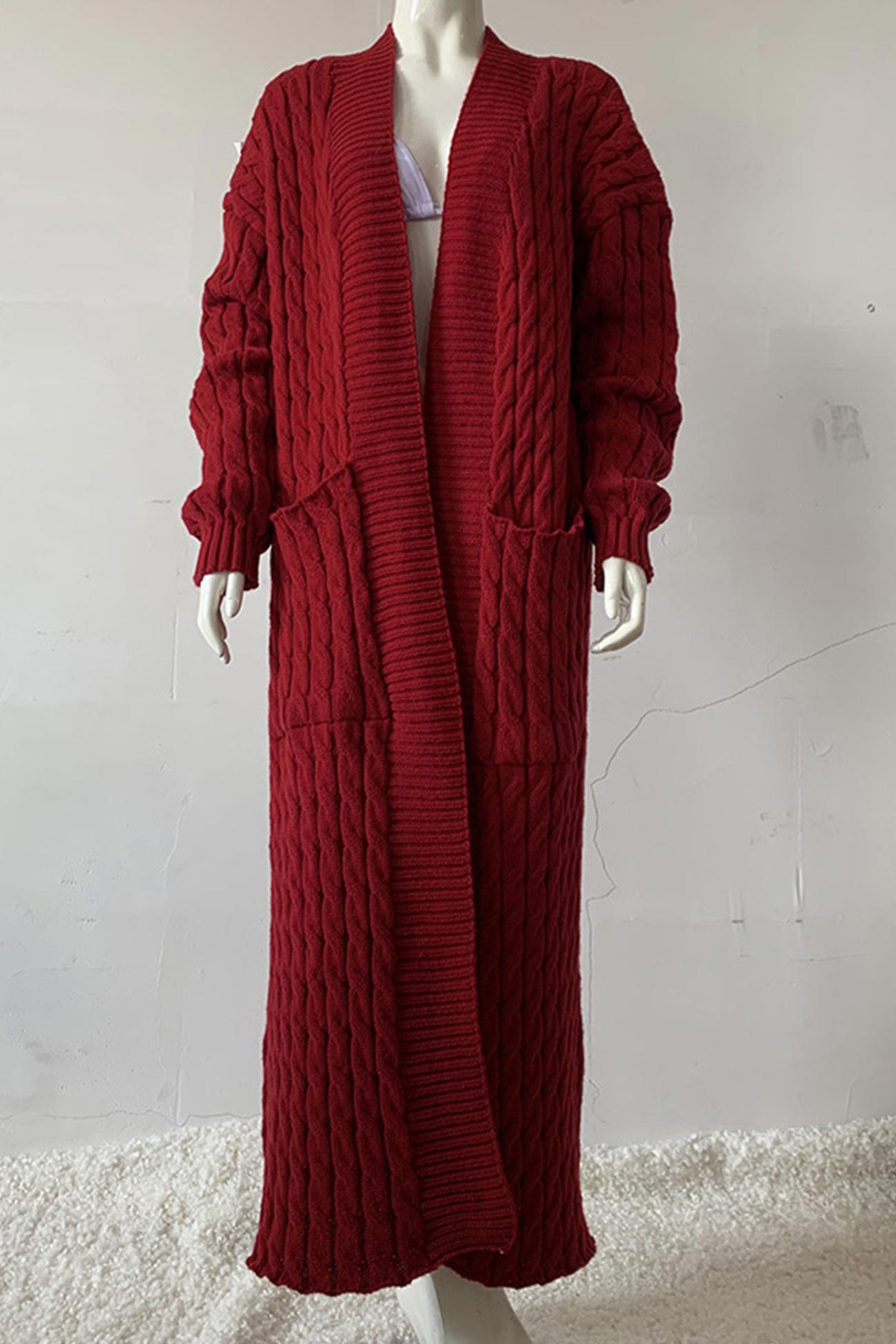 Renata | Long cable knit cardigan with pockets