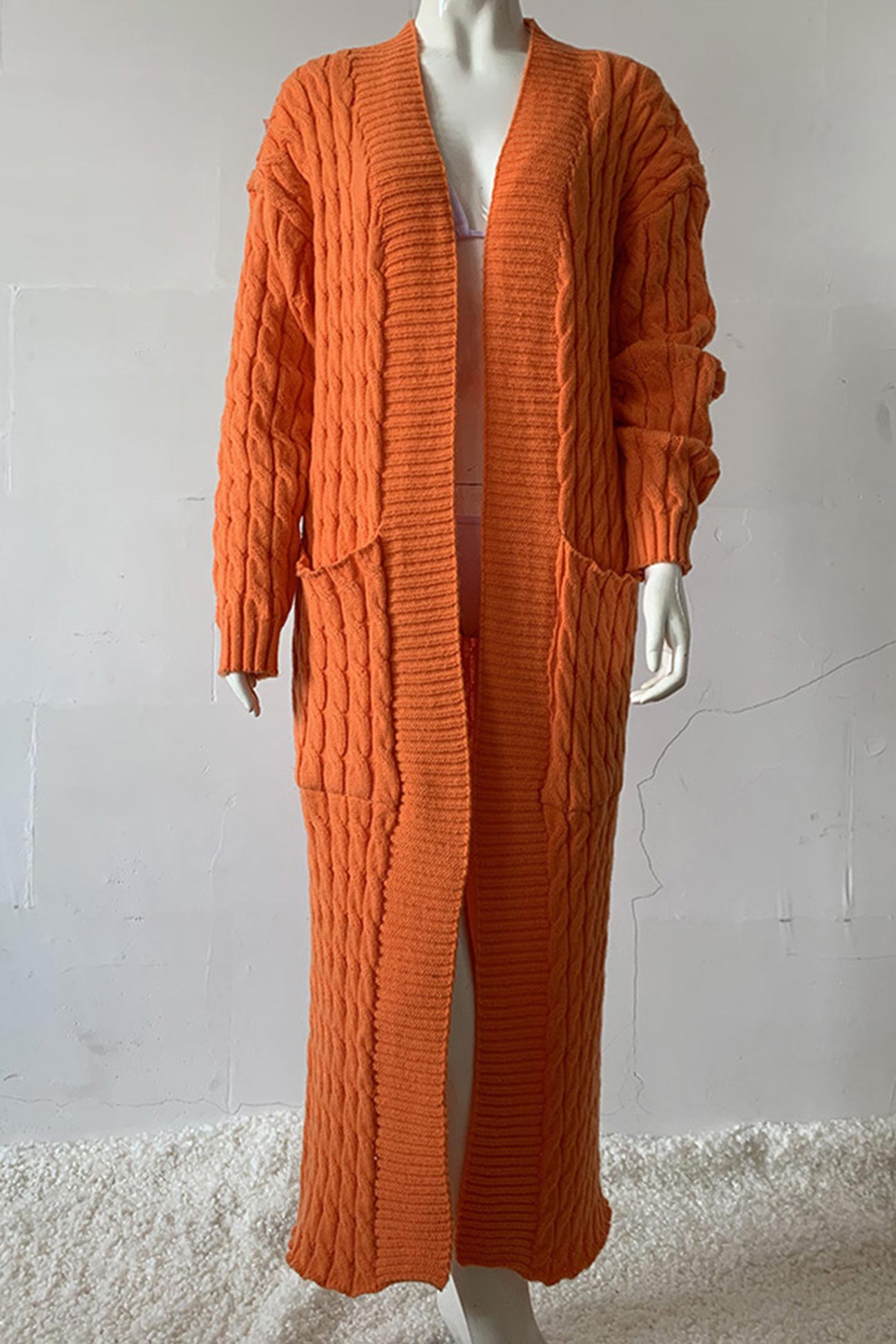 Renata | Long cable knit cardigan with pockets