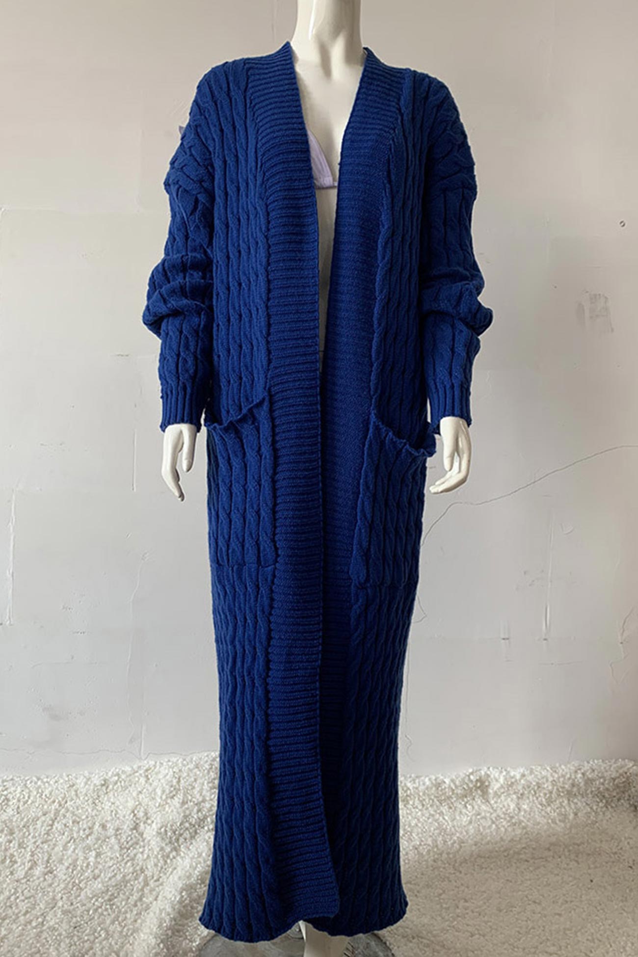 Renata | Long cable knit cardigan with pockets
