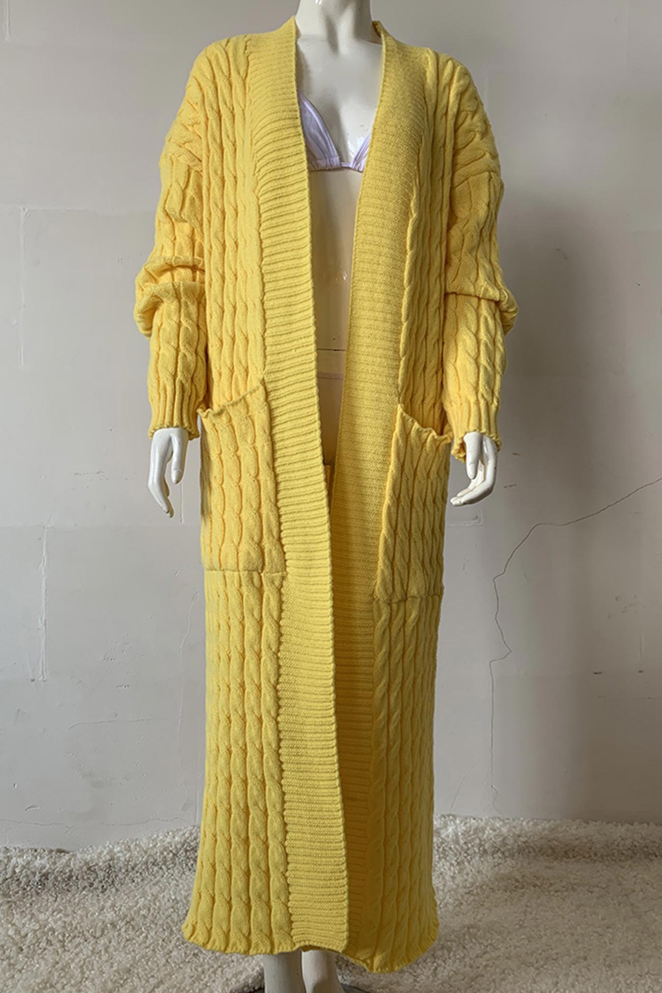 Renata | Long cable knit cardigan with pockets
