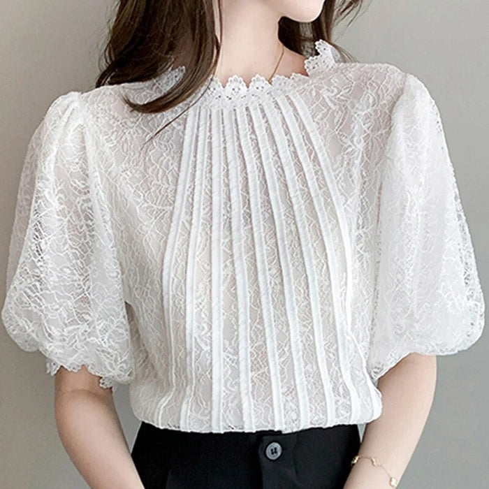 Emma® | Versatile White Blouse With Half Puff Sleeves