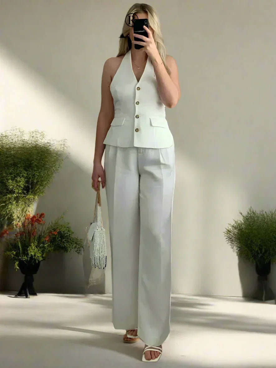 Kenia® | Elegant ladies halter neck set backless slim-fit trousers