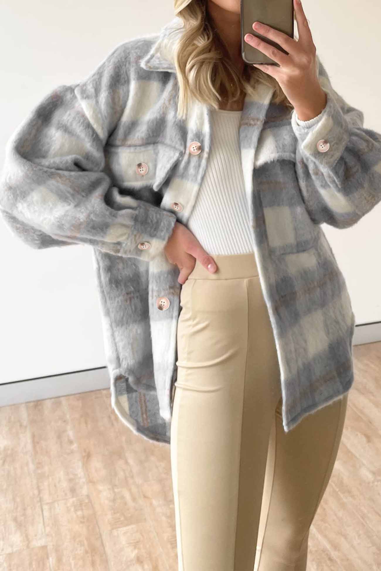Tereza | Checked mohair coat with buttons